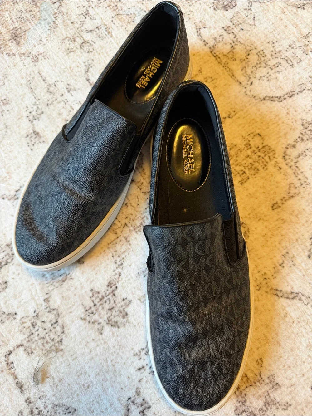 Michael Kors Black Monogram Slip-On Loafers